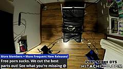 Two attractive lesbians stimulate Channy's multiple climaxes using a Hitachi wand while restrained on a surgical table