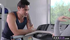 milf with big tits massages a bad guy's monster cock while teasing her ass and brunette body