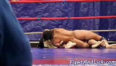 Euro Dykes Wrestle While Pussylicking On The Floor