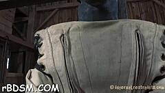 Brunette Rubs Muff With Toys And Gags