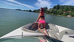 big tits babe fucks monster cock outdoor on boat for creampie