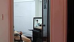 I caught my stepbrother masturbating, his big cock made me wet, so I gave him a deepthroat!