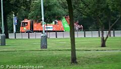 I watched young alexis crystal in public street gangbang with two guys