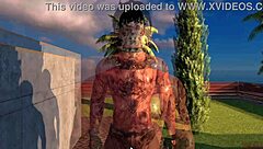 Surprise visitor bends over for anal cumshot with monster cock