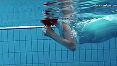 Chehova's large and luscious breasts bounce underwater in a solo video