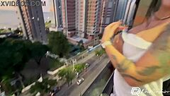 i sucked boyfriend's cock then he fucked me on balcony - drii