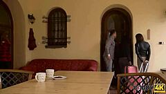 handsome man caught with two young teens in living room fantasy