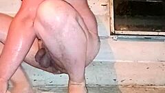 crazy russian guy with big ass and painted lips checks anal strength with butter