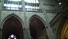 Exploring inside prague castle as a european tourist