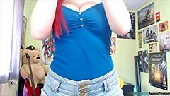 Sexy teen gamer flashes tits and ass during web chat setup