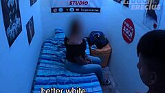 Latina teen bent over in the bush, friend gives her creampie orgasm on big ass.