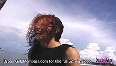 tall sexy redhead nervous first time flasher in public usa outdoor