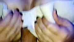 Babe With Huge Tits Gives Amazing Handjob