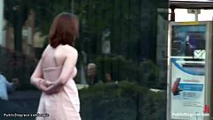 pale british slave whipped in public, what a bizarre domination.