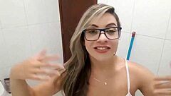 Naughty cleaner shows off her pussy