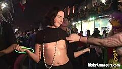 Teenage girls having fun at a party and showing off their voluptuous breasts