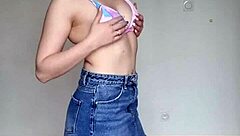 Girl in skirt and swimming bra