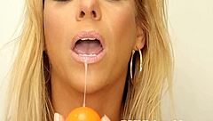 big tits milf sucks dick in pov and swallows liter of hot cum close up