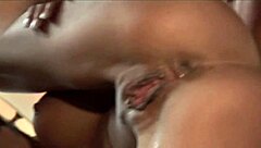 Busty babe with bubble butt sucks ass juice off hard dick after gaping.