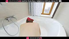 Angie Elist in intense VR bathroom encounter with deepthroating and rough doggy style