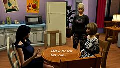 i play sims 4 girls night parody with handjob and blowjob fun