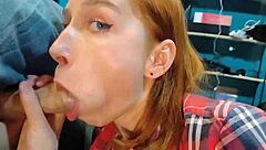 TEEN GIVES SURPRISE DEEPTHROAT TO STEPBROTHER