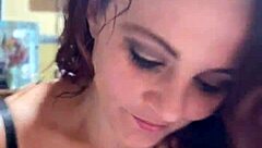 Sasha Rose gives intense blowjob with cum on big tits