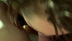 Sasha Rose gives intense blowjob with cum on big tits