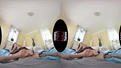 Blonde with big tits and shaved pussy gives handjob and blowjob during homework session.