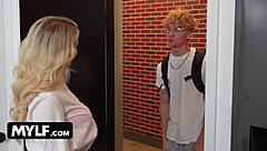 Lucky dude learns hot tricks from blonde stepmom in stockings