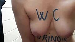 French slave in solo BDSM session today