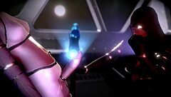 Futanari in space gives handjob using telekinesis powers