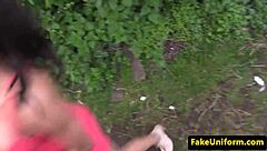 British Ebony Milf Banged By Uniformed Cop Outdoor!