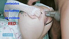 Interracial couple enjoys doggy style and tit play
