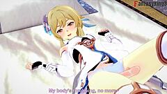 Traveler Lumine says 'give me blowjob and handjob' in Genshin Impact hentai pov