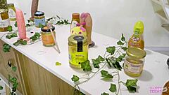 Petite Bonnie Dolce in bee costume sucks cocks