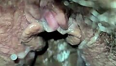 Pulsating double creampie fills asian pussy!