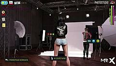 Girl Shows Breasts in Red Suit!