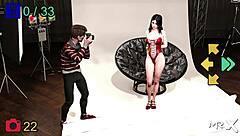 Girl Shows Breasts in Red Suit!