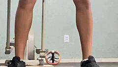 brave woman shows courage in the gym