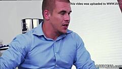 Gay blowjob to earn that bonus in the office setting
