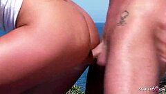 Beach Anal for Skinny Teen Nessa Devil in MMF Threesome Outdoor Action