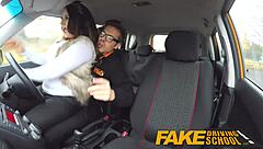 in the fake driving school, the sexy emo goth gets her ass pounded and throat fucked