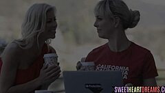 Look at this sapphic milf queening a petite teen with big tits, she said