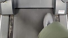 Step gay dad trains in black sheer socks at local gym