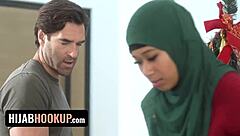 hijab teen in taboo stepfamily christmas threesome