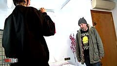 young domina tries to dominate older man in bed