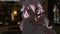 Reading lewd stories in VR while masturbating with vibrator to orgasm in real life