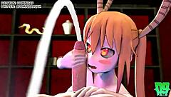 3D hentai animation of a dragon maid
