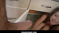 Izzy Lush fucks her stepbrother hard in kitchen!